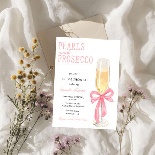 Rosa Perlen & Prosecco Brautparty Karten Geschenke Poster