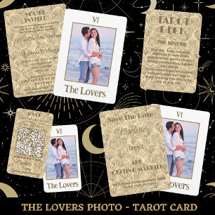 The Lovers Tarot Gold Foto Hochzeit Einladung