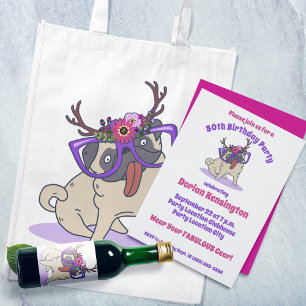 Niedlicher Boho Floral Hippie Mops jedes Jahr Gebu Einladung