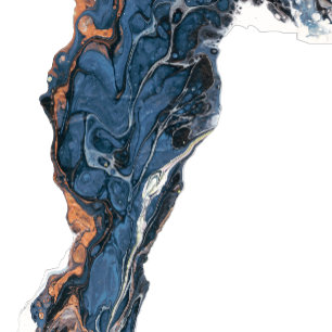 Handgemalte, blaue Marmorplatte - Einladung zum Ho