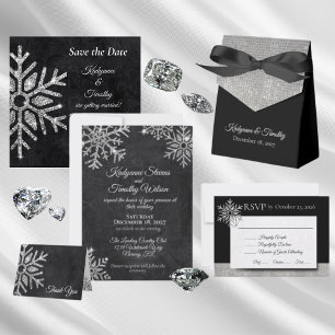 Diamond Snowflake Winter Wedding RSVP Card Mitteilungskarte