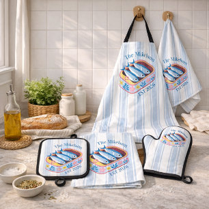 Retro-Sardinen-Familienname Küste Kissen
