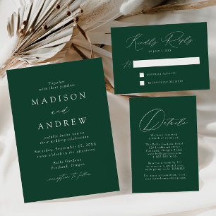 Moderne Elegance Green and Gold Foto Wedding Folieneinladung