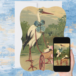 Vintager Viktorianischer Storch mit Carriage Baby  Einladung