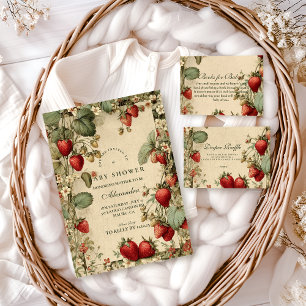 Cottage-Strawberry-Wald-Baby-Party Einladung