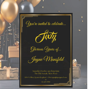 Art Deco Gold auf Black Birthday Party Snacks Sockelschild