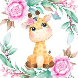 Niedliche Giraffe und Pink Peony Girl Babydusche Einladung