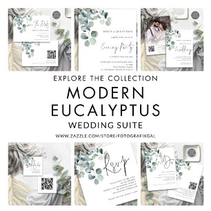 Elegante Sage Eucalyptus QR Code Hochzeitdetails Begleitkarte