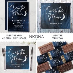 Über dem Mond Babydusche Himmelfahrt Party Einladung