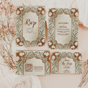 Foto Jugendstil Elegante Botanische Hochzeit Dankeskarte