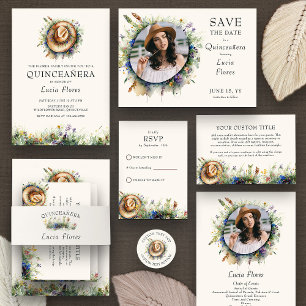 Wildblume Cowgirl Rustic Floral Quinceanera Foto Save The Date