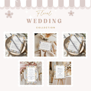 Goldene Wiesen-Wildblumen-Hochzeit Einladung
