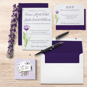 Minimalistisch Lavender Lila Tulip Wedding Einladung