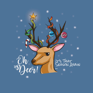 Oh DEER   Christmas Woodland Animal Feiertagspostkarte