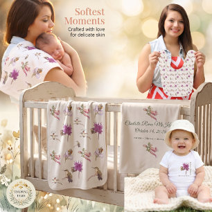 Boho-Kolibri und Wildblumen Whimsical-Nursery Fleecedecke