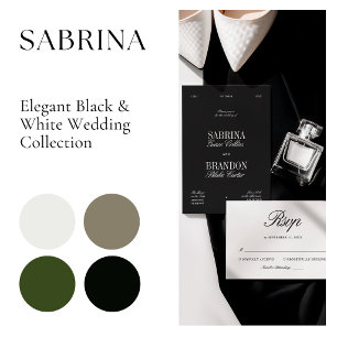 Retro-elegante schwarze und weiße Hochzeit Einladung