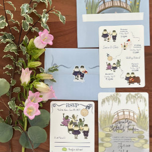 Hoppy Hour illustrierte Frösche Hochzeit Aufkleber