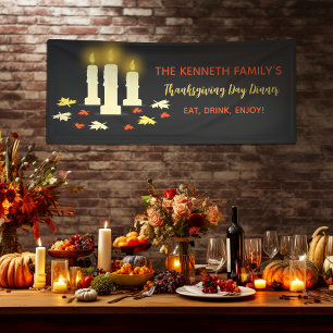 Warme Kerzen Farbvolle Blätter Erntedank Abendesse Einladung