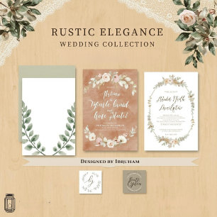 Rustikale Florale Hochzeitseinladung – Erdige Eleg Einladung