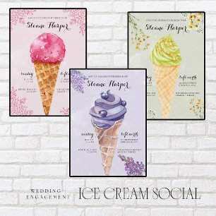 Berry Ice Cream Social Bridal Dusche Einladung