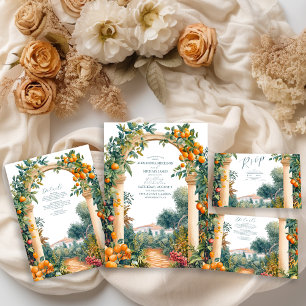 Chic Lemon Mediterranean Summer Wedding All In One Einladung