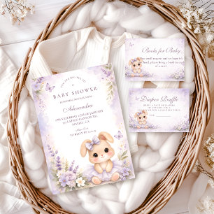 Lavendel-Häschen-Blumen-Baby-Party Serviette