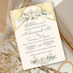 Islamische Hochzeit mit Cream und Gold-Floral Geschenkanhänger
