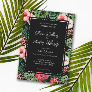 Tropical Floral Hibiskus Arch Wedding White Einladung