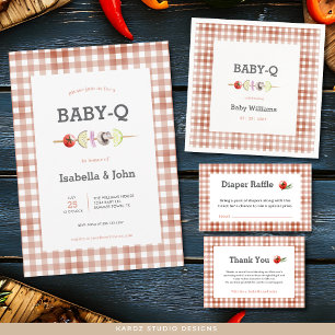 Neutral Barbecue Babydusche Windelwanne Begleitkarte