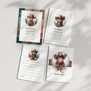 Mokka-Mousse-Rustikal-Western-Cowboy-Baby-Party Einladung