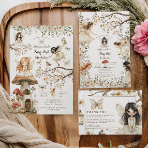 Fairy First Birthday Woodland Floral Einladung