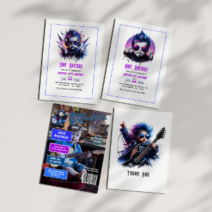 Rock Star "One Rocks"! Zeitschrift Cover 1. Geburt Einladung