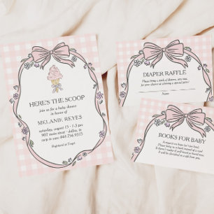 Hier ist der Scoop Pink Eiscreme-Sundae-Baby-Party Begleitkarte