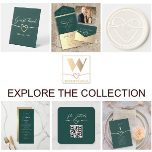 Gold Emerald Green Wedding Einladung