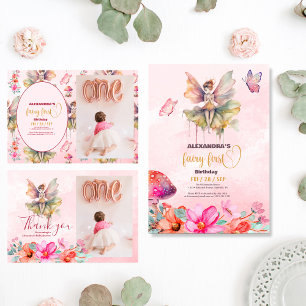 Foto Fairy First Girl's 1. Geburtstag Dankeskarte