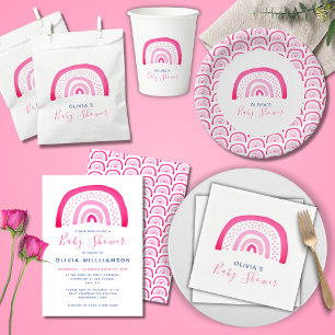 Moderne Baby-Party im Zeichen von Rosa und Regenbo Einladung