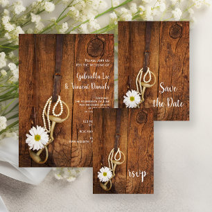 Daisy and Horse Bit Western Wedding RSVP Card