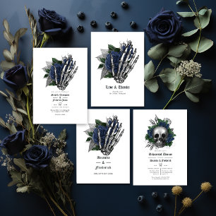 Navy Blue und Black Floral Gothic Probe Dinner Einladung