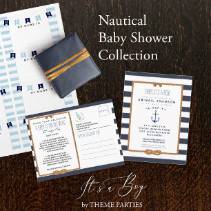 Light Baby Blue Nautical Infinity Baby Dusche Einladung
