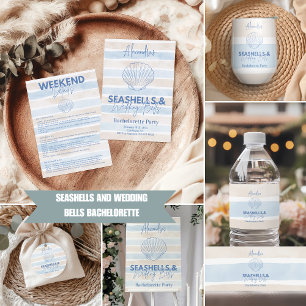 Muscheln und Hochzeitsglocken Junggesellinnenabsch Runder Aufkleber