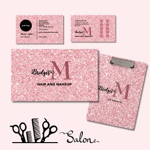 Rosa Glitter-Monogramm Haare und Make-up Schreibtischunterlage