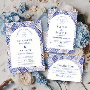 Europäische Delfter Fliesen-Hochzeit RSVP Karte
