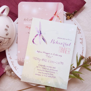 Farbenfrohe Hochzeit der Libellen Einladung