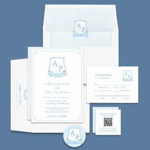 Classic Blue White Wedding Wappen UAWG Begleitkarte