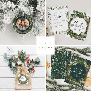 Modernes minimales Aquarellblau Weihnachten