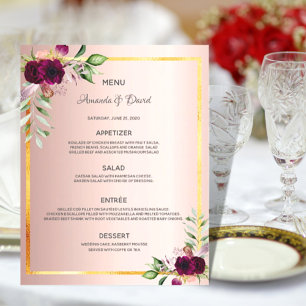 Rose goldbordeauxfarben Einladung Hochzeit Postkarte
