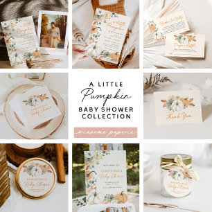 Little Pumpkin Floral Boho Elegant Baby Shower Dankeskarte