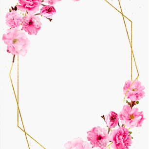 Chic Pink Cherry Blossom Geometric Wedding Einladung