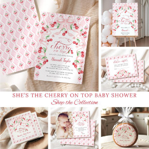 Cherry Pink Bow Babydusche Windelwindeln Begleitkarte