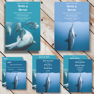 Hochzeit von Navy Blue unter dem Meer Dolphin Coas Einladung